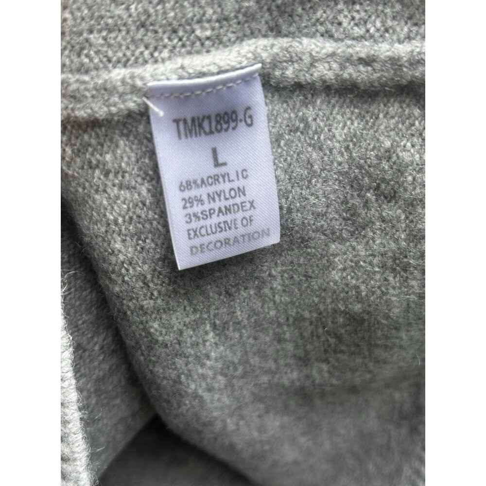 THML Cat Sweater Size Large Mock Neck Mock Neck Kitten Grey Knit - Picture 6 of 8